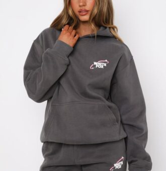 Always A Risk White Fox Oversized Hoodie Volcanic