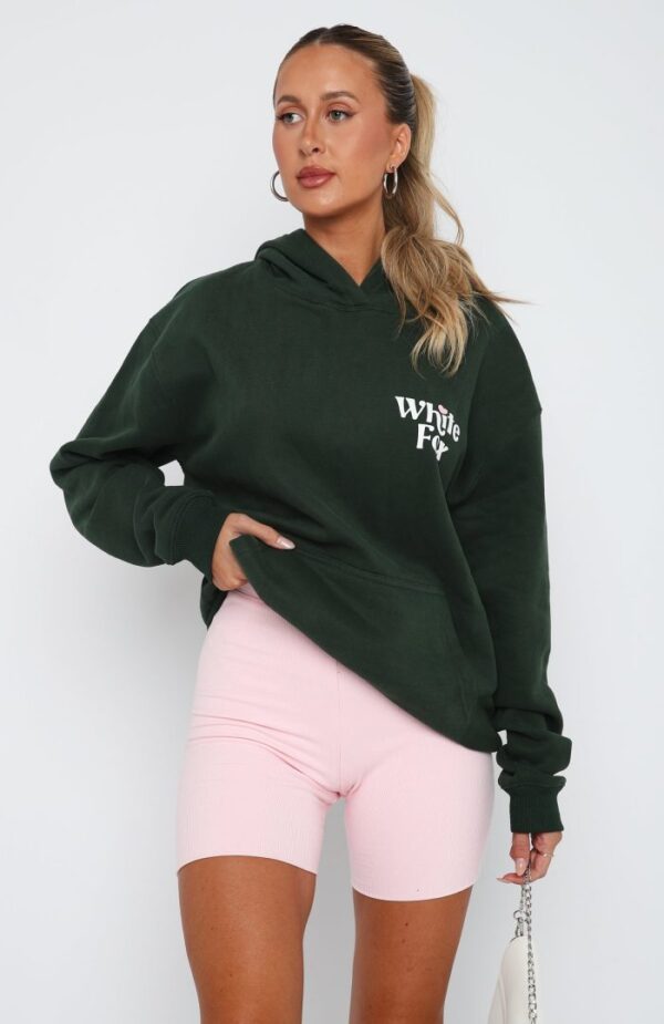White Fox Hoodie Forest Green