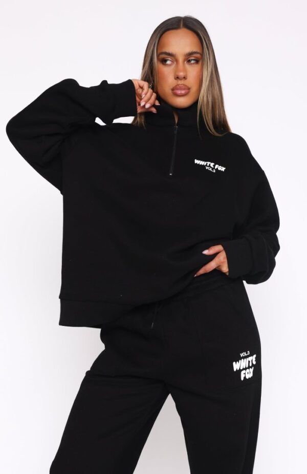 Offstage White Fox Zip Front Sweater Monochrome