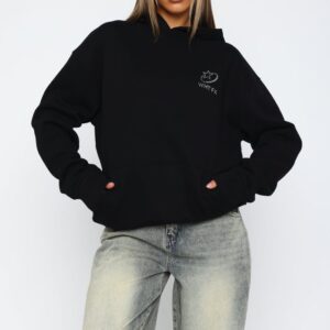 Always Shining White Fox Oversized Hoodie Black