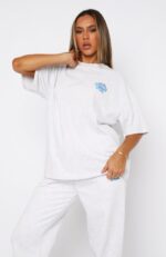 Always White Fox Oversized Tee Grey Marle