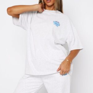 Always White Fox Oversized Tee Grey Marle