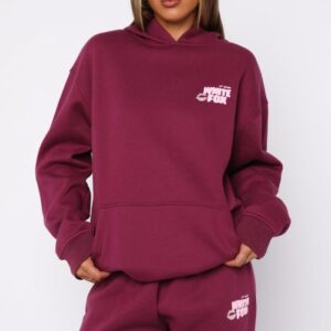 White Fox Sweet Kisses Oversized Hoodie Very Berry
