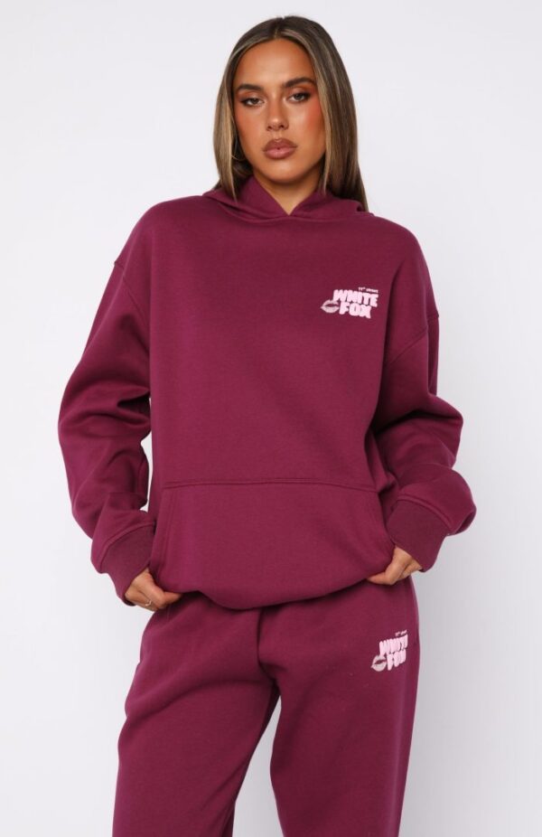 White Fox Sweet Kisses Oversized Hoodie Very Berry