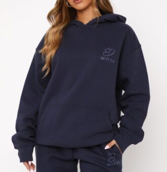 Always Shining White Fox Oversized Hoodie Navy