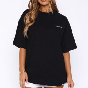 Core Essentials White Fox Oversized Tee Black