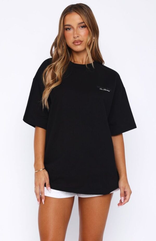Core Essentials White Fox Oversized Tee Black