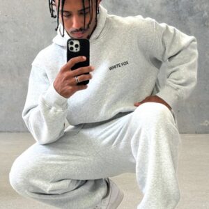 Core Classic White Fox Oversized Hoodie Dark Grey Marle