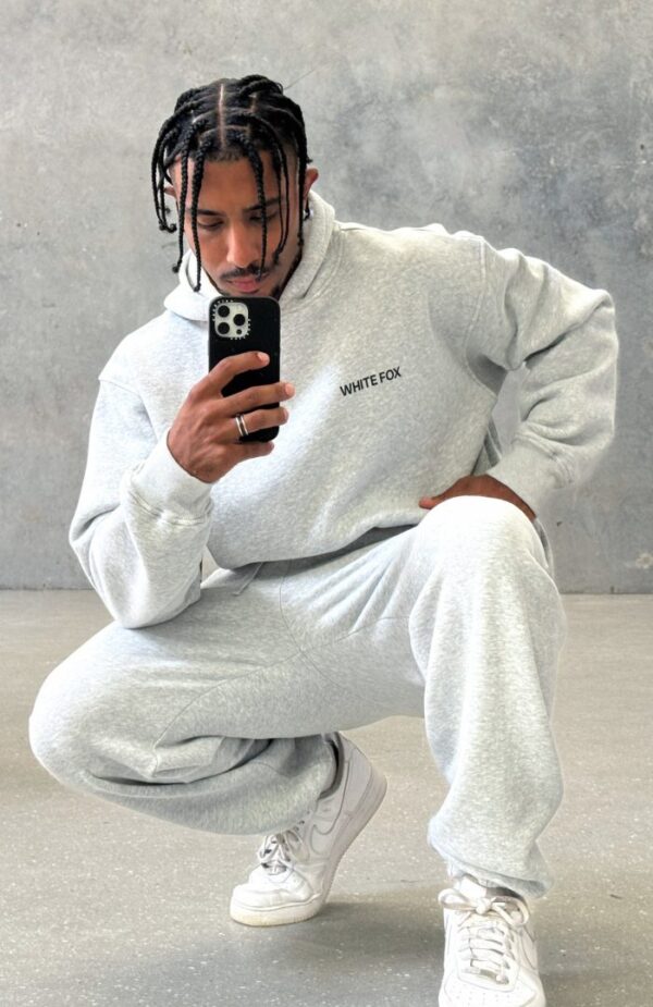Core Classic White Fox Oversized Hoodie Dark Grey Marle