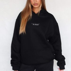 White Fox Black Oversized Hoodie