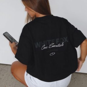 Core Essentials White Fox Oversized Tee Black