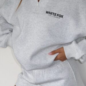 Core White Fox Zip Sweatshirt Grey Marle