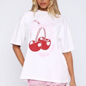 Fell So Hard White Fox Oversized Tee White