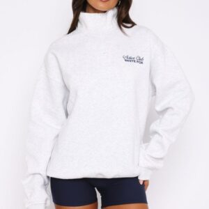 Active Club Quarter White Fox Zip Sweatshirt Grey Marle