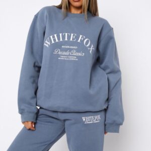 Decade Classics White Fox Oversized Sweatshirt Ocean