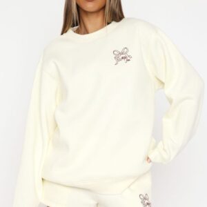 White Fox Oversized Sweatshirt Cream
