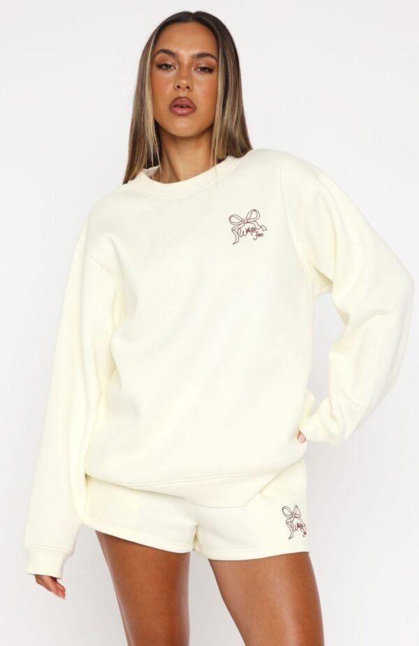 White Fox Oversized Sweatshirt Cream