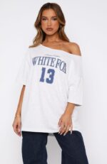 White Fox Oversized Tee Grey Marle