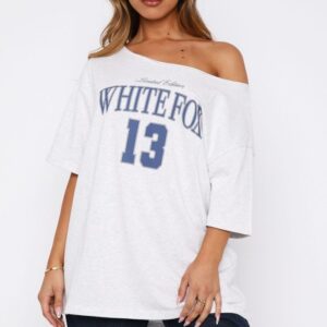 White Fox Oversized Tee Grey Marle