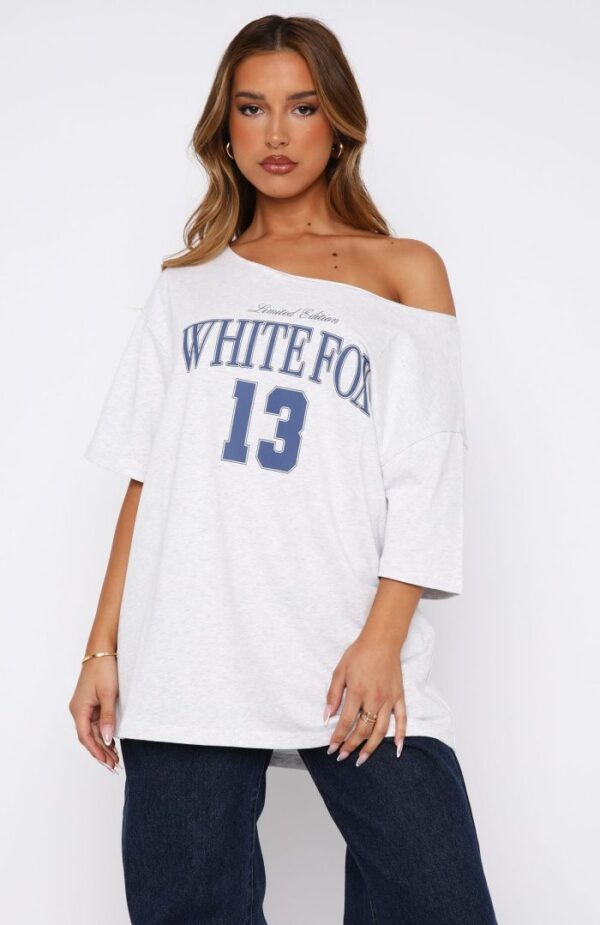 White Fox Oversized Tee Grey Marle