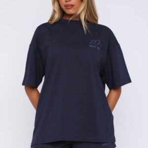 Always Shining White Fox Oversized Tee Navy