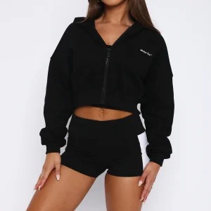 She’s Effortless Cropped Hoodie Black
