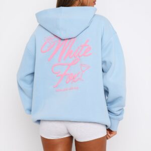 With Love & Kisses Oversized Hoodie Baby Blue
