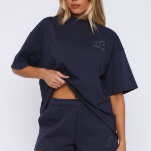 Always Shining White Fox Lounge Shorts Navy