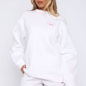 Fell So Hard White Fox Oversized Sweater White