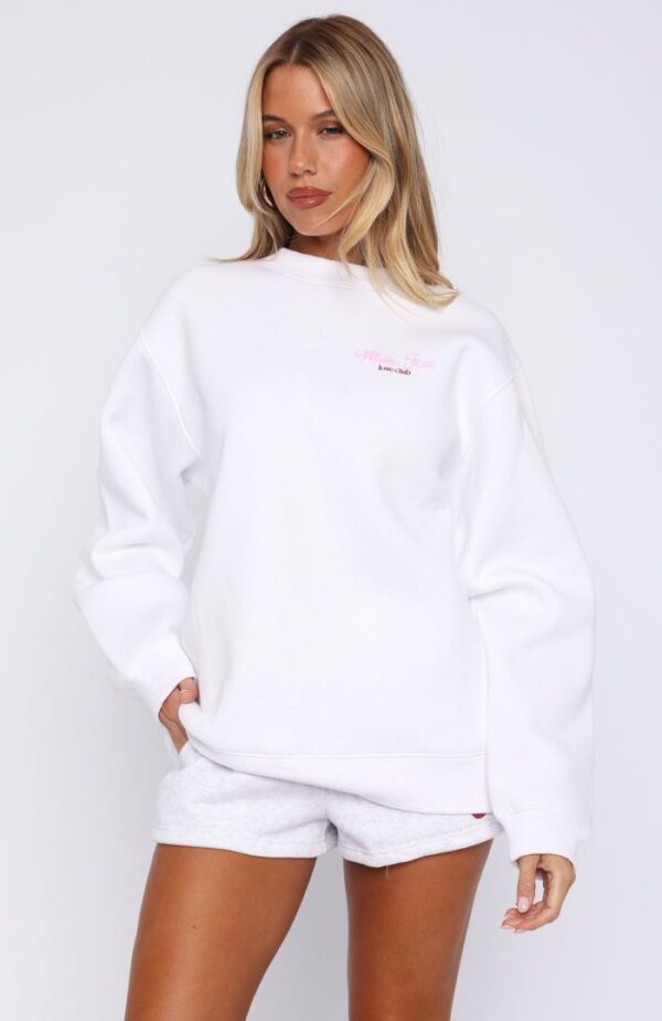 Fell So Hard White Fox Oversized Sweater White