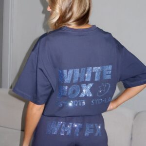 Always Shining White Fox Oversized Tee Navy