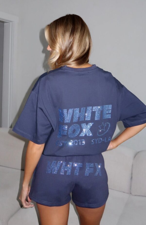 Always Shining White Fox Oversized Tee Navy