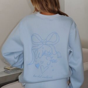 White Fox Oversized Sweatshirt Baby Blue