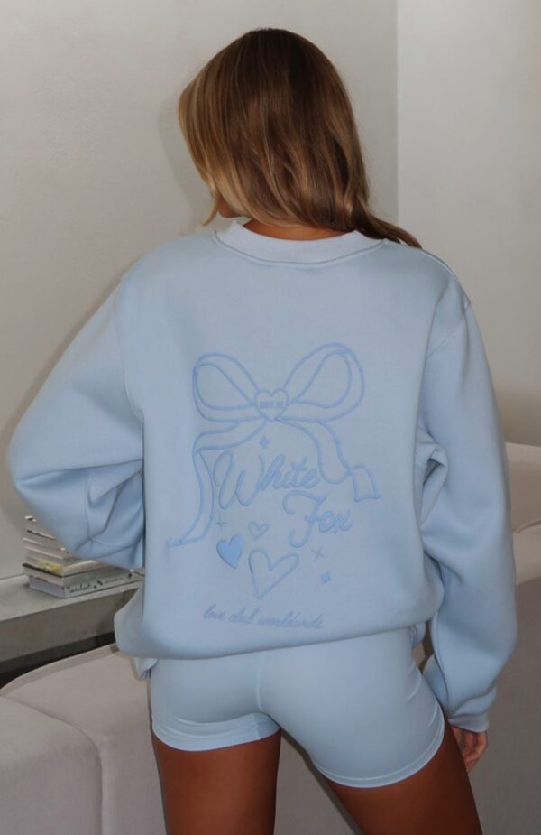 White Fox Oversized Sweatshirt Baby Blue